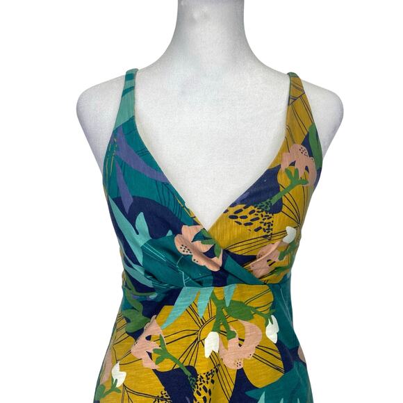 PATAGONIA Amber Dawn Dress Organic Jersey Athletic Strappy Tropical Print Sz XS - Picture 2 of 9